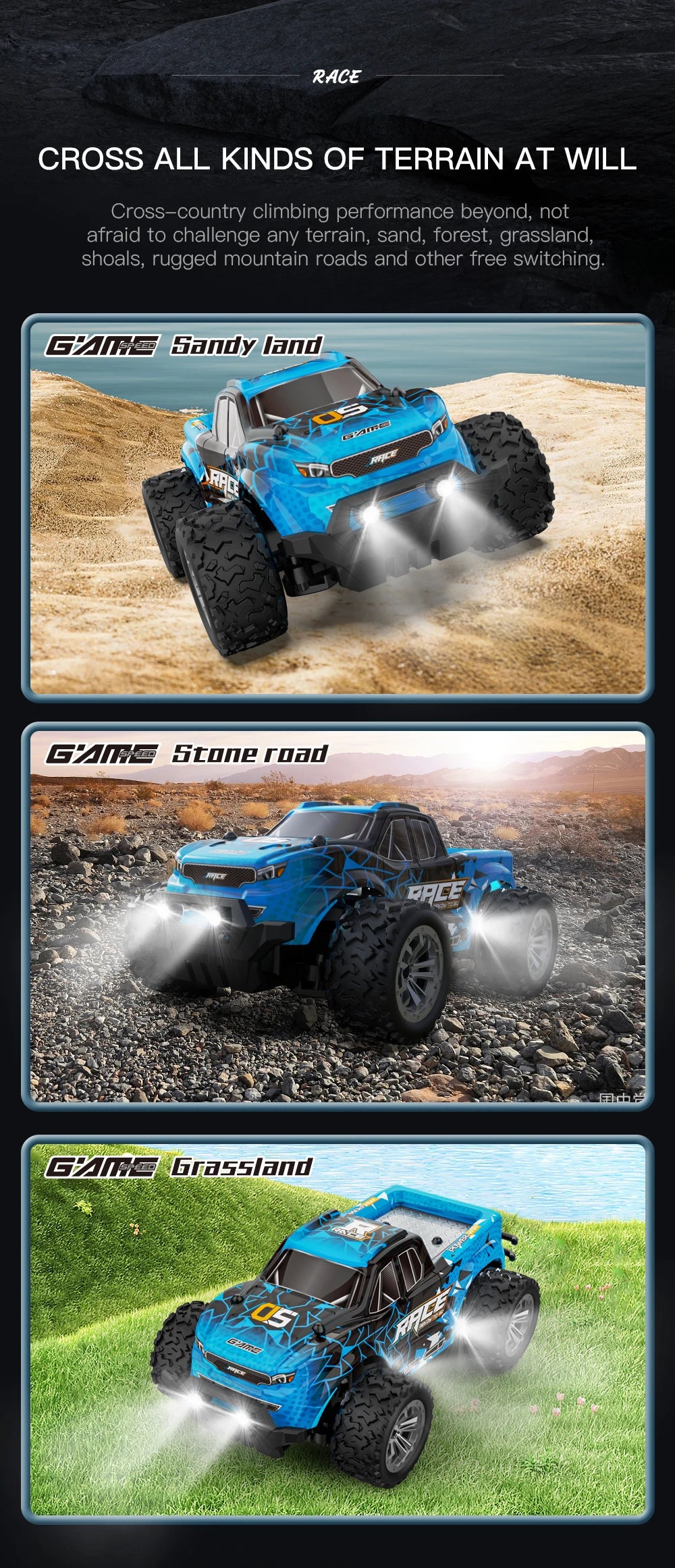 ZWN 1:16 / 1:20 Scale 2.4G RC Off-Road Climbing Car with LED Light – Multi-Model Kids Gift