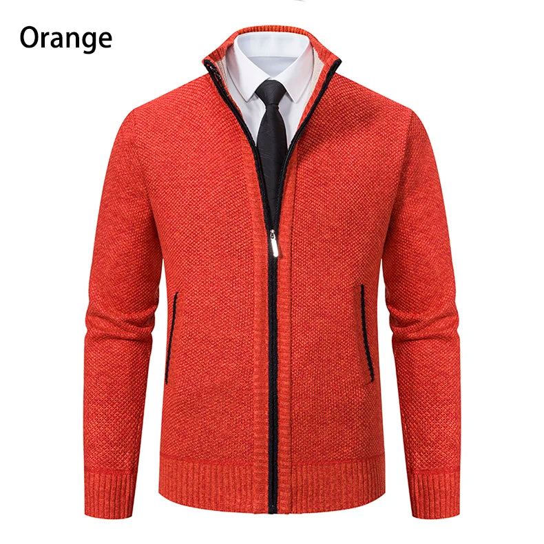 Men's Fleece Zip Cardigan Jacket — Warm Casual Layering Piece