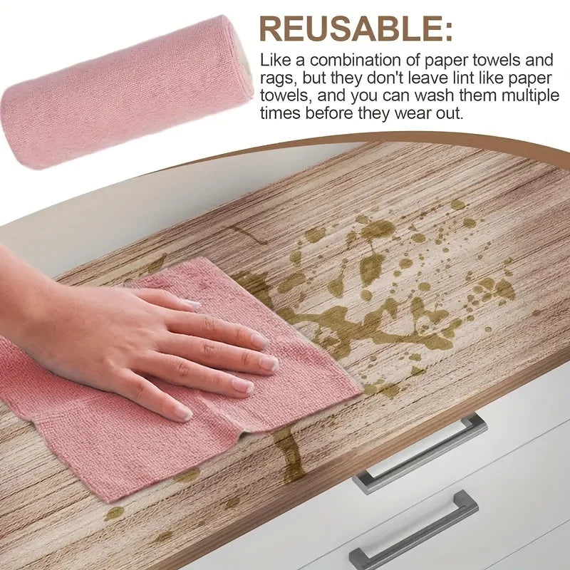 Clean Every Surface. Reuse Every Time. — Reusable Microfiber Cleaning Cloths | 20 Cloths Per Roll, Multi-Sided, Kitchen Towels, 3 Colors