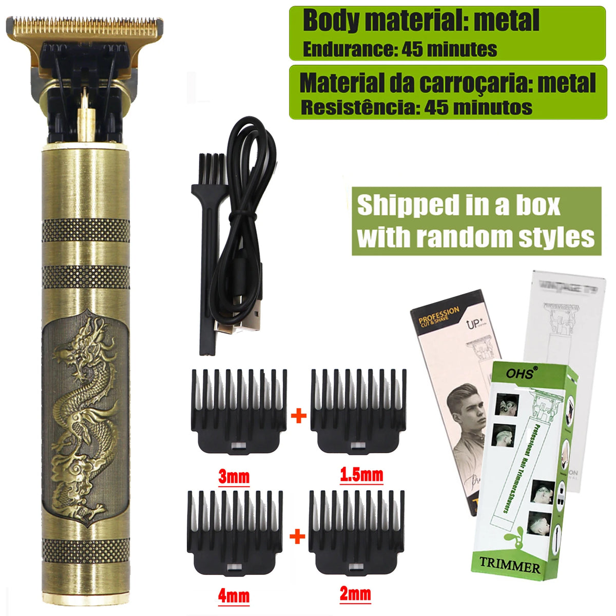 OHS Dragon Vintage T9 Professional Hair Clipper – Carving & Beard Trimmer, CE Certified