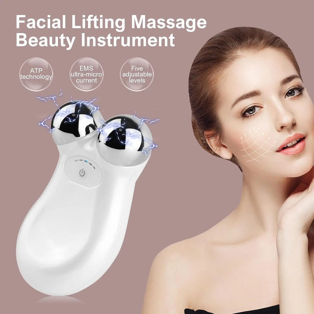 5-Level Microcurrent EMS Face Roller – V-Line Lifting, Skin Tightening & Serum Absorption Device