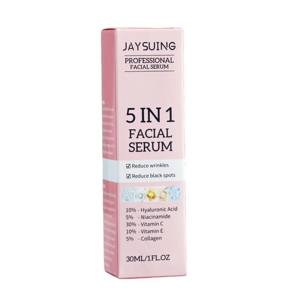 5-in-1 Vitamin C Brightening Face Serum — Hyaluronic Acid, Niacinamide & Collagen (30ml)