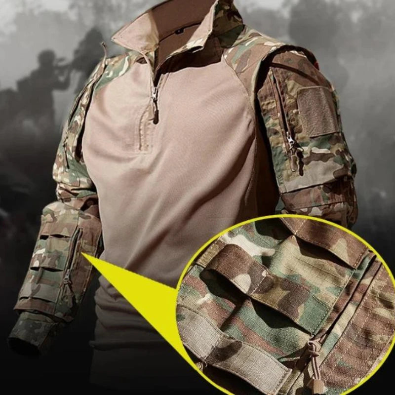 Men's Tactical Camo Combat 2-Piece Set – Waterproof Quick-Dry Hunting Training Suit