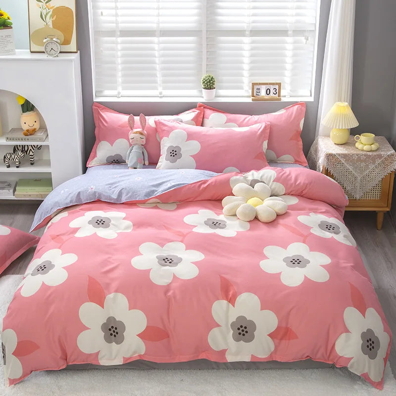 Cartoon Print Duvet Cover Set – Skin-Friendly 400TC Polyester, 3-Piece with 2 Pillowcases, 20 Designs & 4 Sizes
