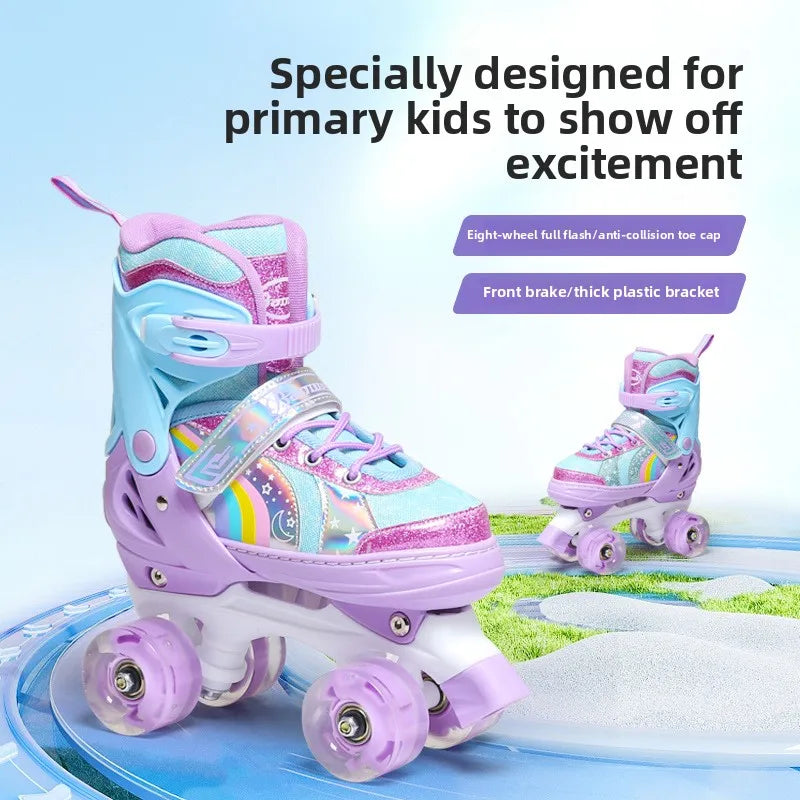 Children's Colorful 4-Wheel Flashing Roller Skates – Beginner Skates for Boys & Girls Ages 2-12