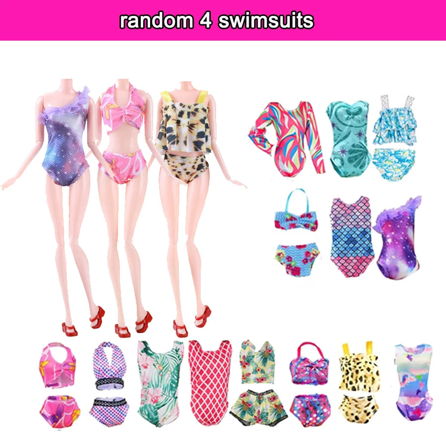 64-Piece Doll Clothes & Accessories Set — Fashion Gowns, Swimsuits, Shoes & More for 11.5" Dolls