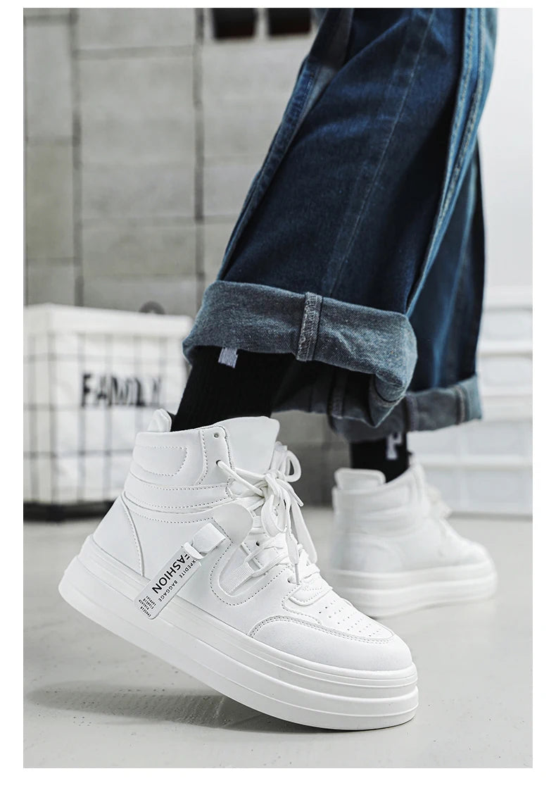 Men's High-Top Classic Casual Sports Shoes – Durable Leather Sneakers