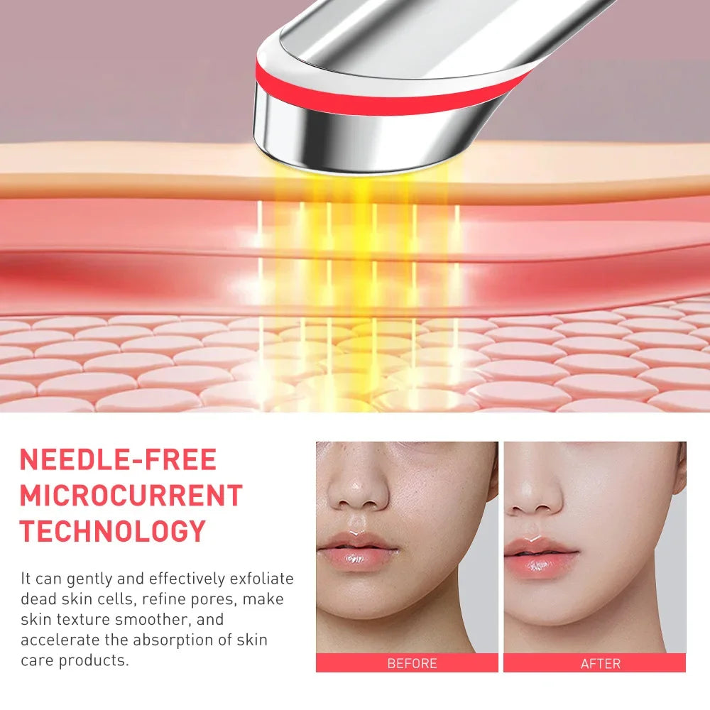 4-in-1 Microcurrent Skin Booster Wand – Red Light Therapy, Therapeutic Heat & Vibration Anti-Aging Face Tool