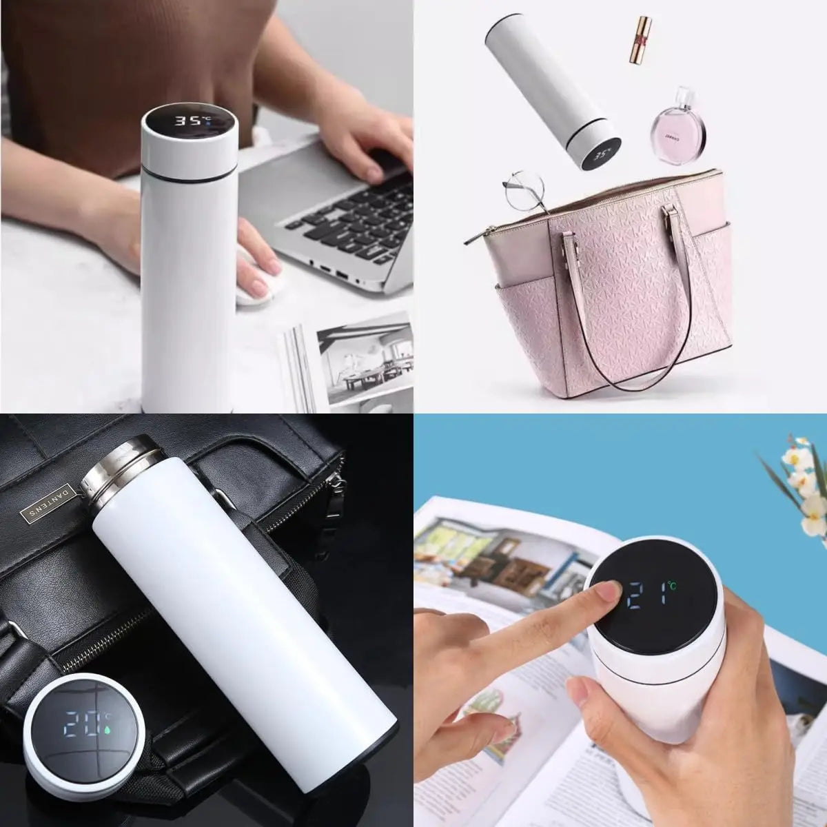 Trebalena 500ml Temperature Display Vacuum Thermos Bottle – 304 Medical-Grade SS, 24Hr Hot & Cold, Touch Temp Lid, 8 Colors