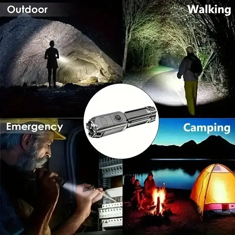 FT15 XPE LED Flashlight – USB Rechargeable, Zoomable, 100m Beam for Fishing, Hunting & Camping