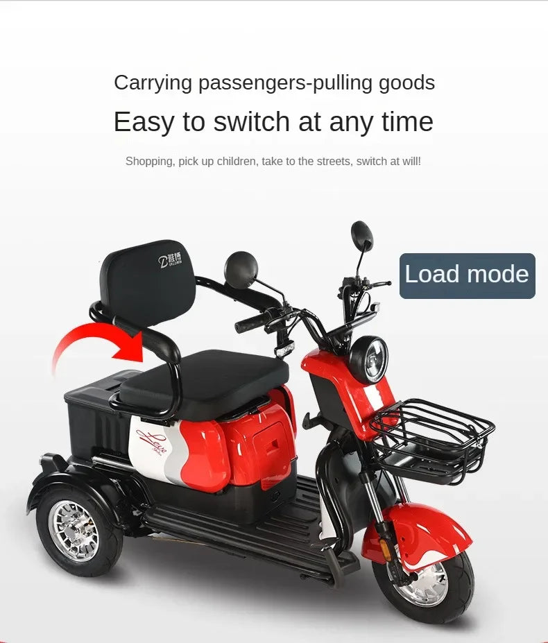 3-Wheel Electric Mobility Scooter for Adults, Long-Range Tricycle