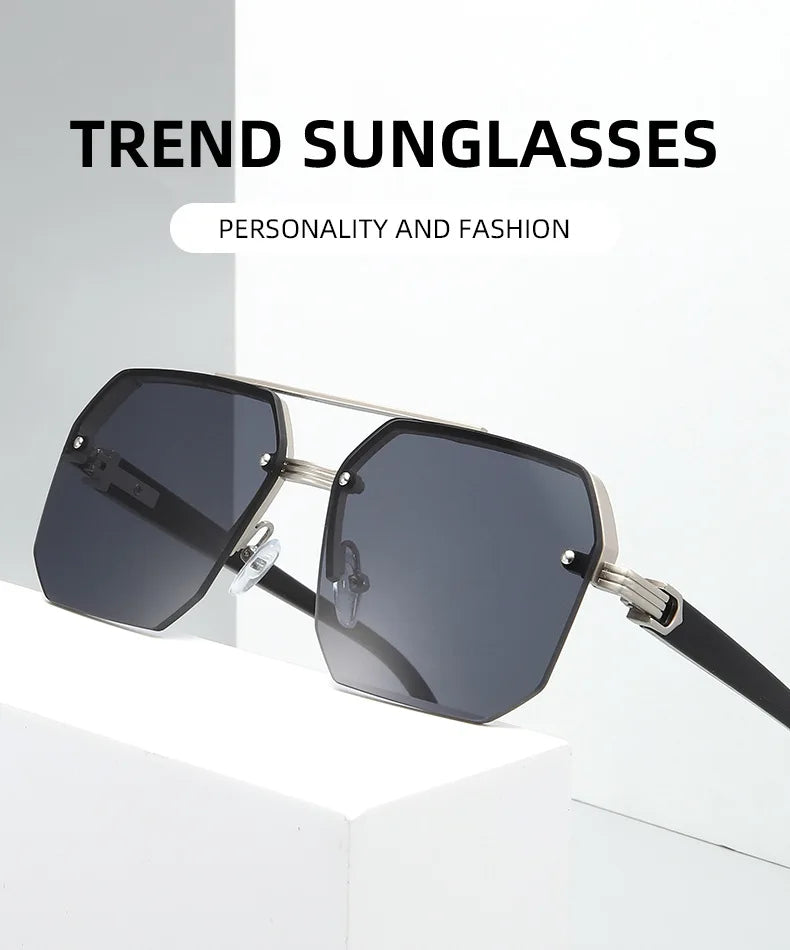 Men's Pilot Flat Top Half Frame Sunglasses | UV400 Classic Travel Casual Vintage Shades