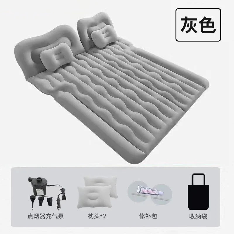 Car Inflatable Mattress – Soft Fabric Backseat Air Bed for Road Trips & Camping, Multiple Colors