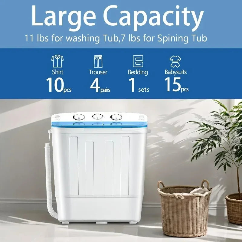 Portable Washer & Dryer Combo Set — 32 lbs Dryer Capacity, 5 Drying Modes, 18 lbs Fully Automatic Washing Machine