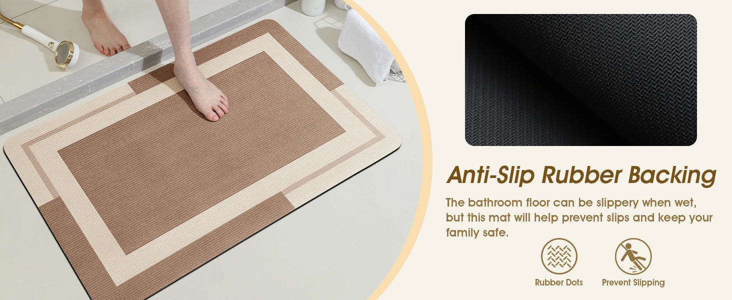 VIKAMA Bathroom Runner Rug – Quick-Dry Ultra Absorbent Non-Slip Bath Mat