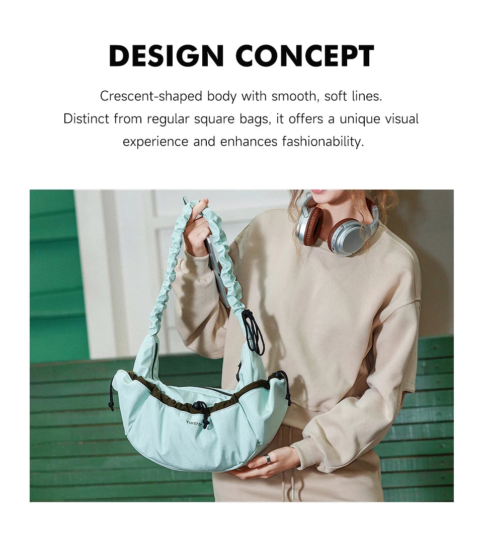 Tigernu Women Bags Fashion Half-Moon Shoulder Bag Female Underarm Bag Light Wrinkled Drawstring Handbag Women Totes Shoulder Bag