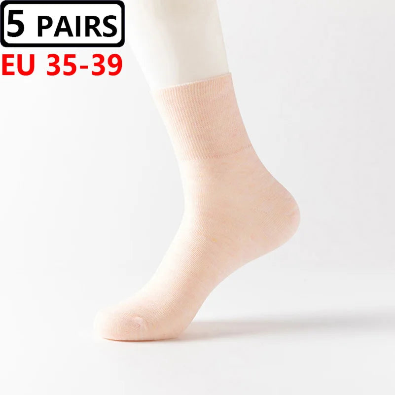 Plus Size Diabetic Loose Mouth Socks Size 48–50 – 5 Pairs Non-Binding Varicose Vein Socks for Older Men & Diabetes Patients