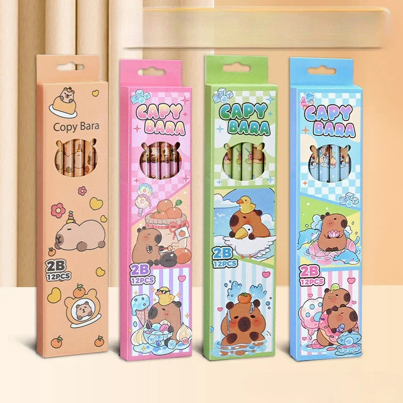 12-Piece Capybara Pencil & Eraser Set