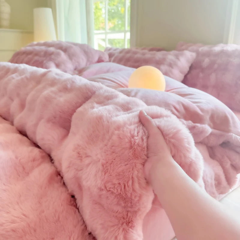 Bonenjoy 1pc Plush Duvet Cover Warm Quilts Cover Skin-friendly Bedding Solid Color Comforter Covers 이불커버 (No Pillowcase)