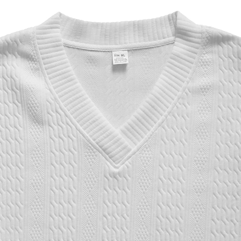 Men's Jacquard Knit Sweater & Casual Trousers Two-Piece Set