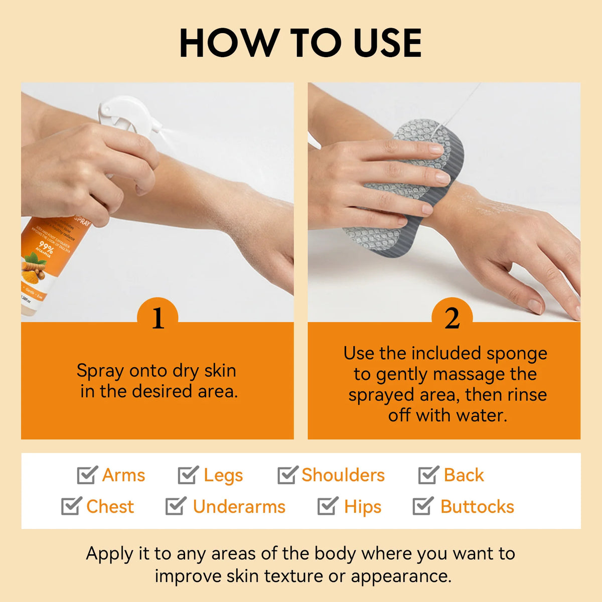Kojic Acid Turmeric Exfoliating Body Spray – Brightening Peeling Solution 100ml