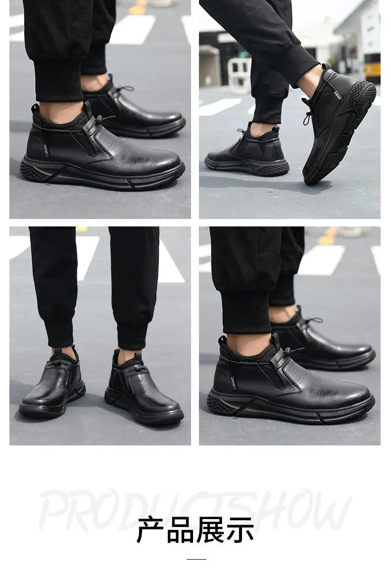 Men's Black Waterproof Metal-Toe Work Shoes