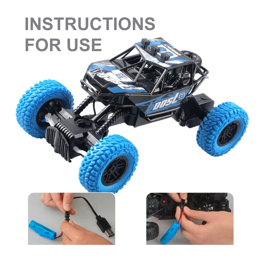 RC Car with Colorful Flashing Lights & Rubber Wheels – Off-Road Climbing Toy for Kids