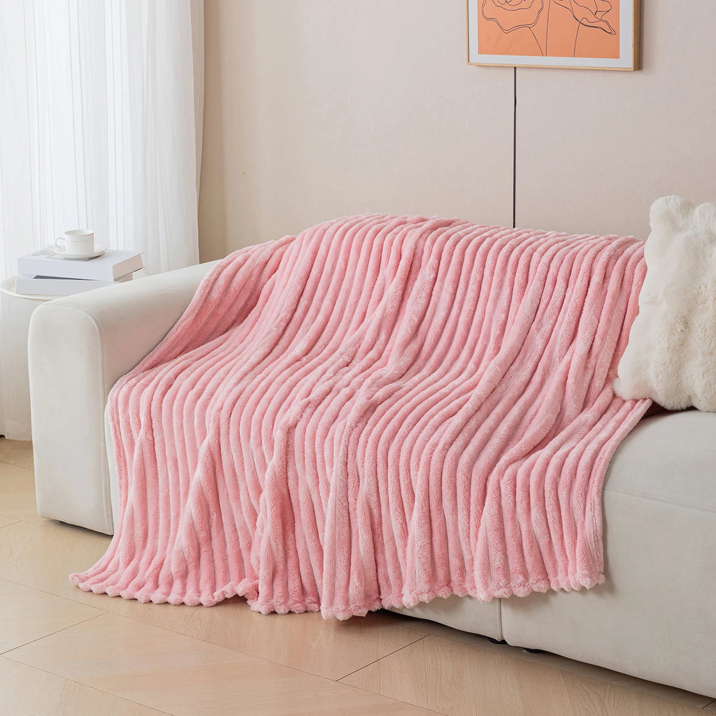 Soft Flannel Blanket – Warm Nap Throw in Multiple Colors, Christmas Gift Blanket