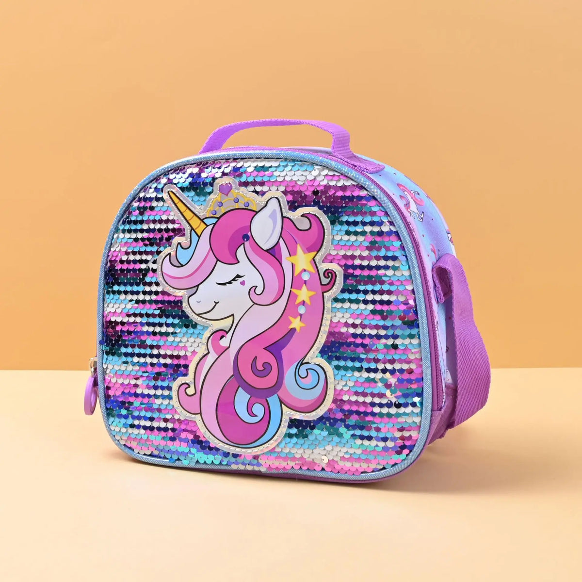 Unicorn Backpack Set – Purple Three-Piece School Bags