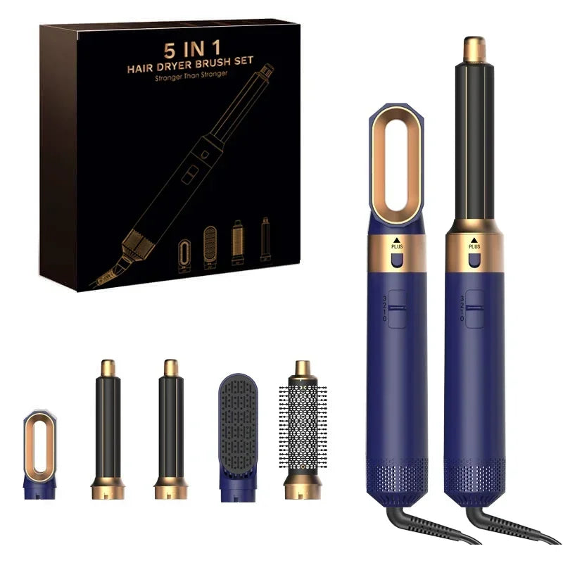 5-in-1 Ionic Hair Dryer & Styler Set – High-Speed Hot Comb Brush & Straightener