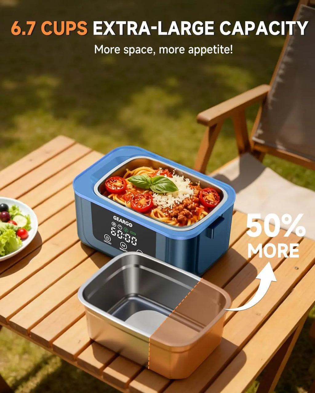 1.4L Cordless Electric Lunch Box – Rechargeable Food Warmer