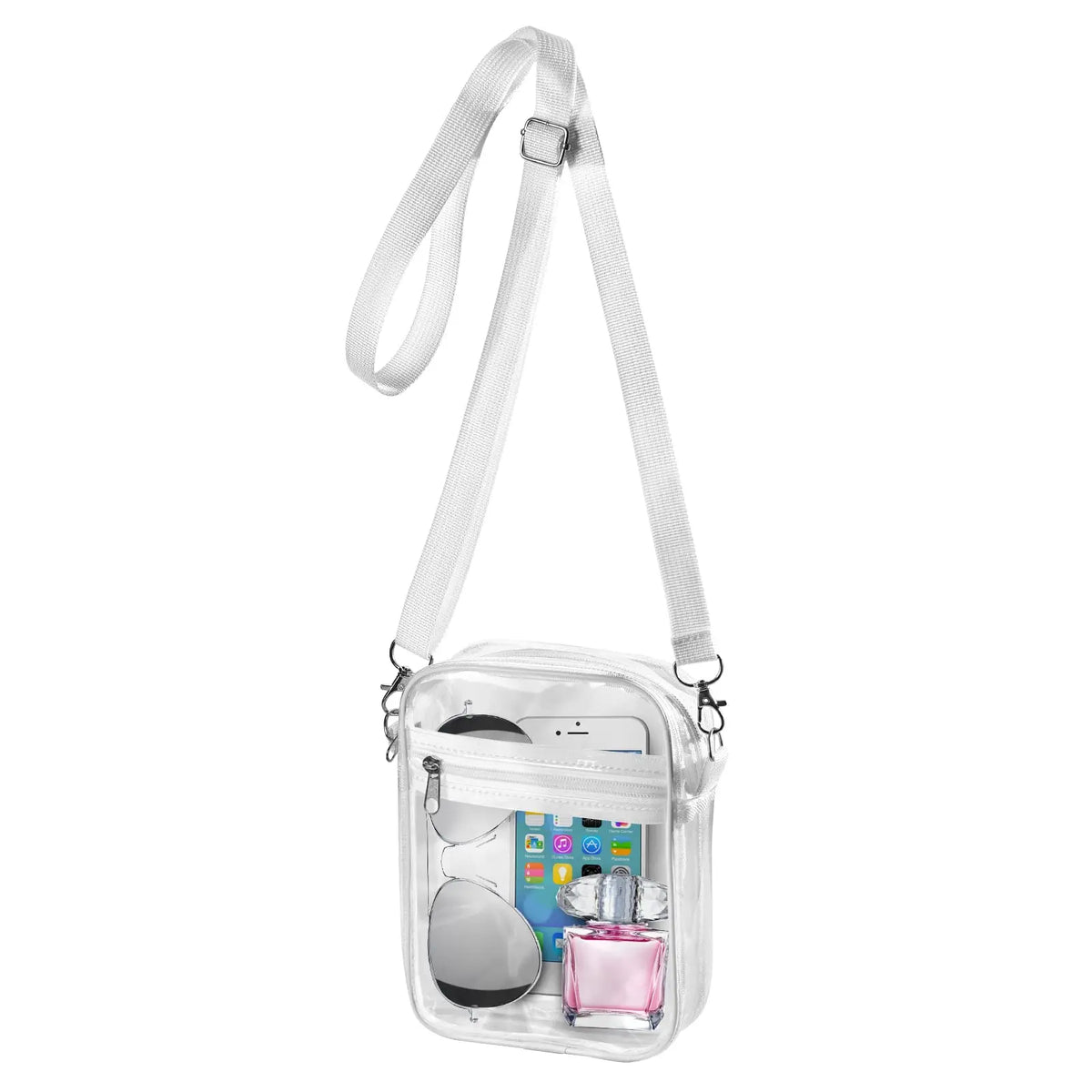 Women's Clear Stadium Crossbody Bag – PVC Transparent Shoulder Purse with Front Pocket