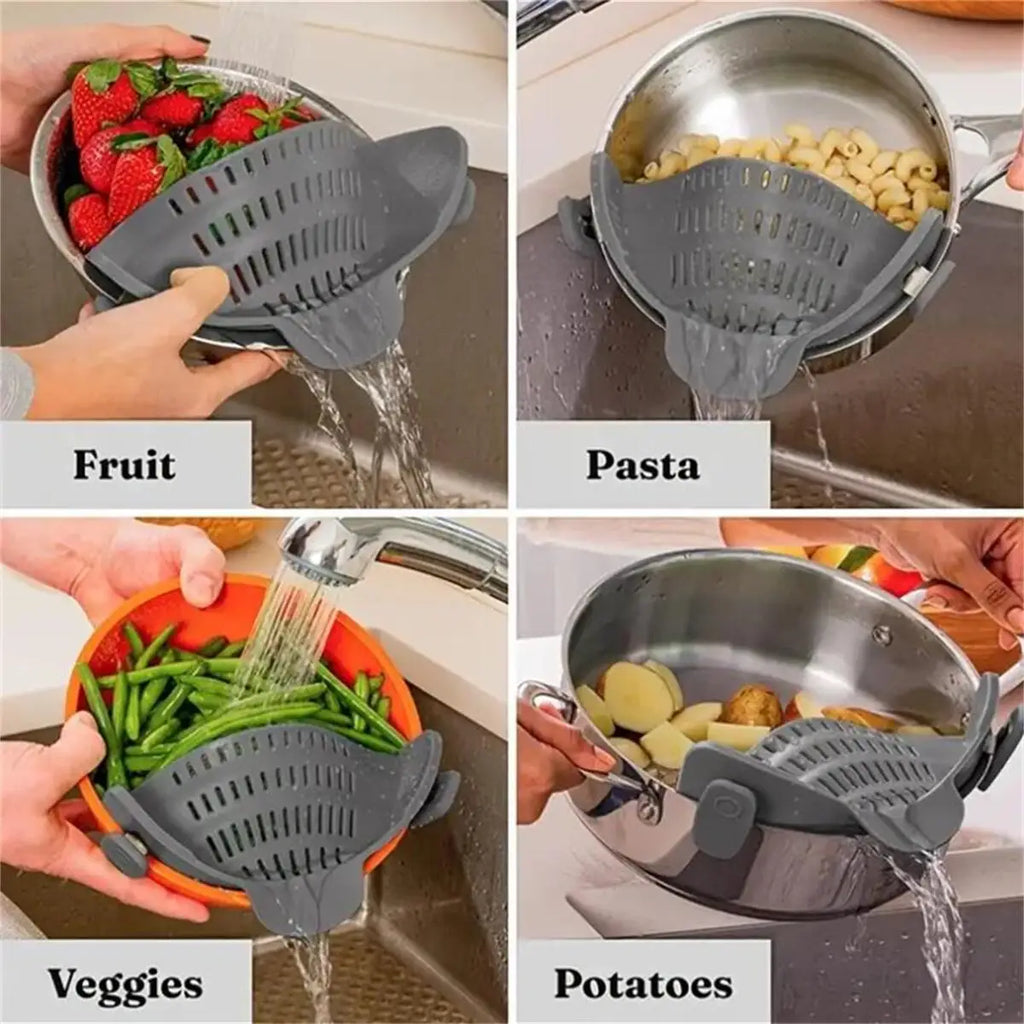 Clip-On Pot Strainer — Adjustable Strainer for Pots, Pans & Bowls
