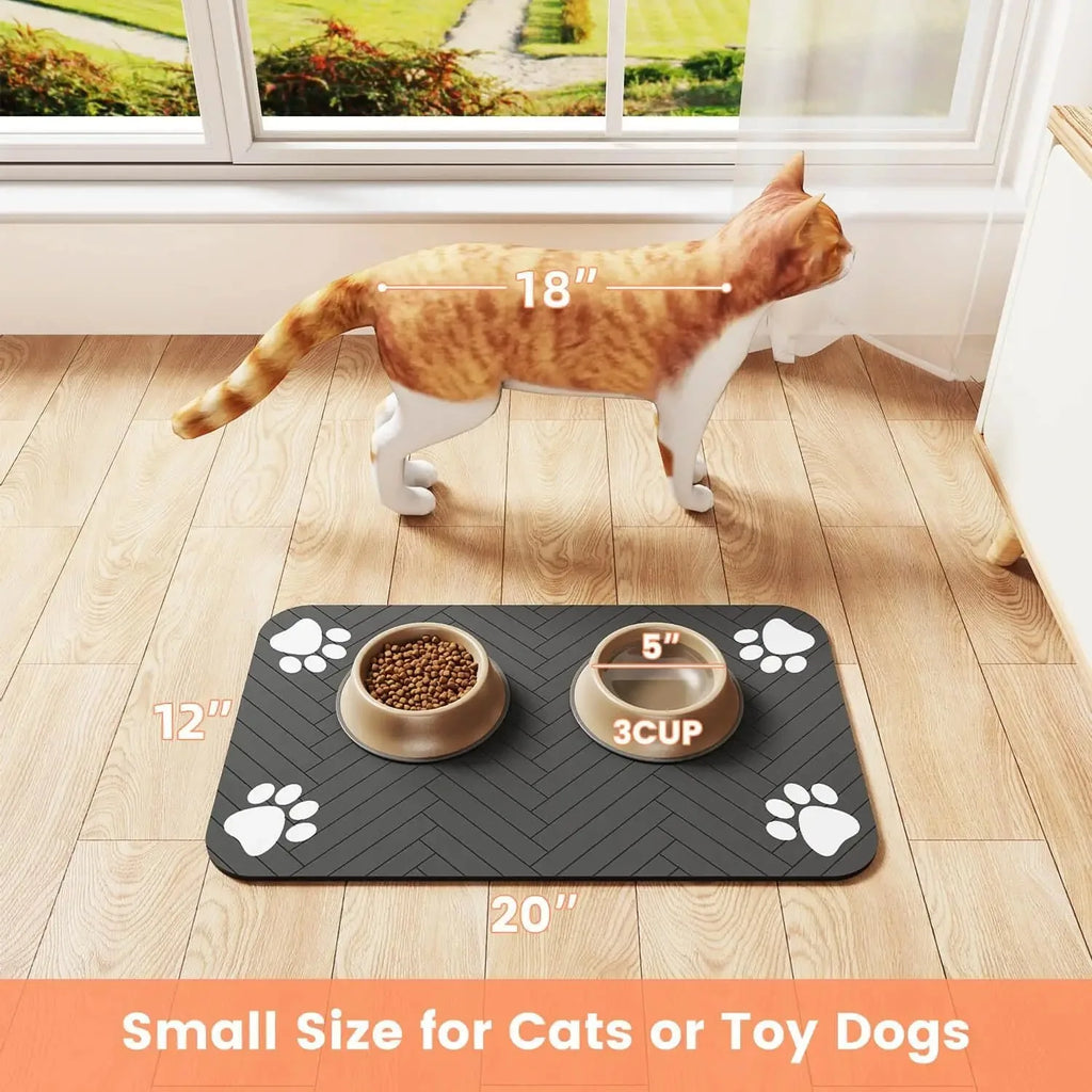 Absorbent Quick-Dry Pet Feeding Mat with Rubber Backing