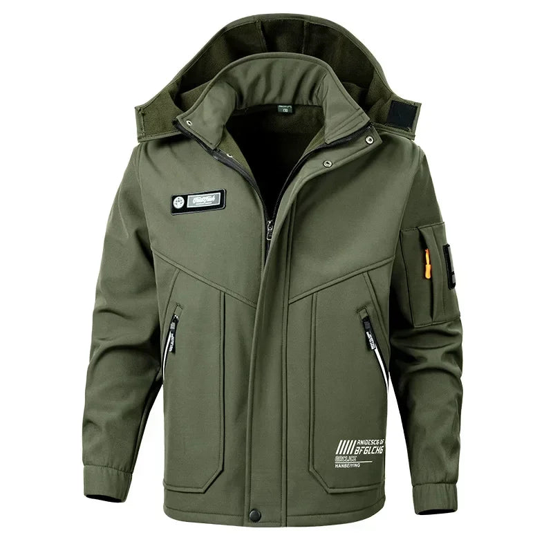 Men's Velvet Thickened Windproof Waterproof Outdoor Jacket & Pants Set – Warm Winter Work Suit
