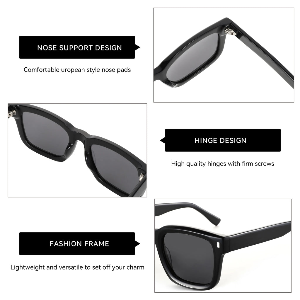 ZENOTTIC Handmade Acetate Square Polarized Sunglasses | Fashion Patchwork Shades ZS6240