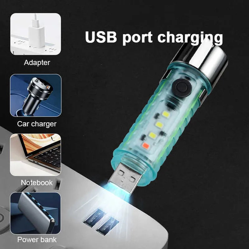 800 Lumen EDC Pocket Flashlight – 6 Modes, Magnetic Tail, USB Rechargeable for Camping & Hiking