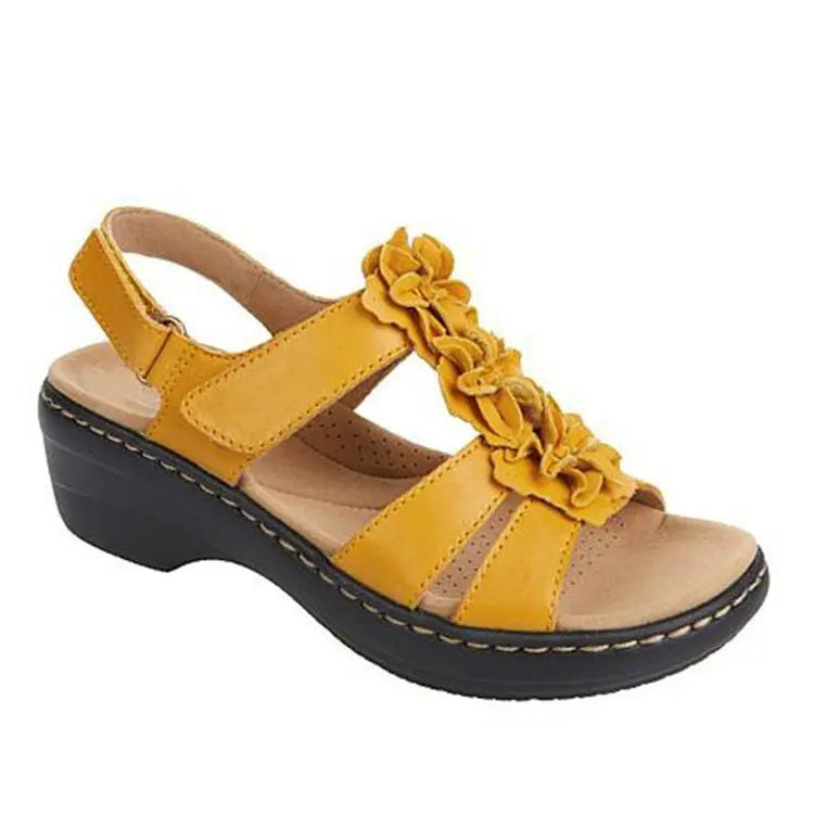 Women's Flower Wedge Platform Sandals – Retro Roman Orthopedic Style
