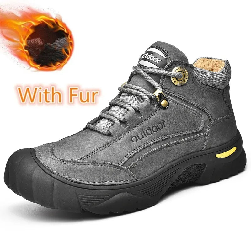 Men's Cow Leather Lace-Up Ankle Boots