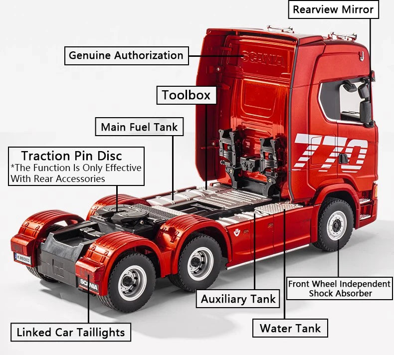 HUINA 1501 1/18 Scale 770S Alloy RC Engineering Tractor Truck with Light & Sound
