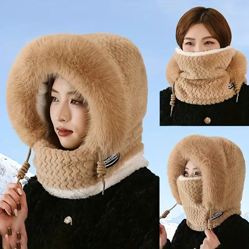 Women's Plush Winter Hood with Face and Neck Cover