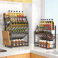 Multi-Tier Metal Spice Rack & Kitchen Drawer Cabinet Organizer – Countertop, Pantry & Under-Sink Storage