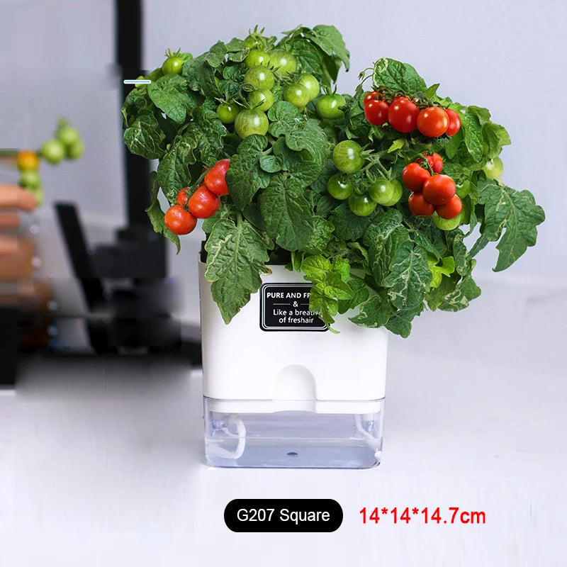 Double-Deck Self-Watering Planter Pot — Magnetic Plastic with Cotton Wick for Indoor & Garden Use