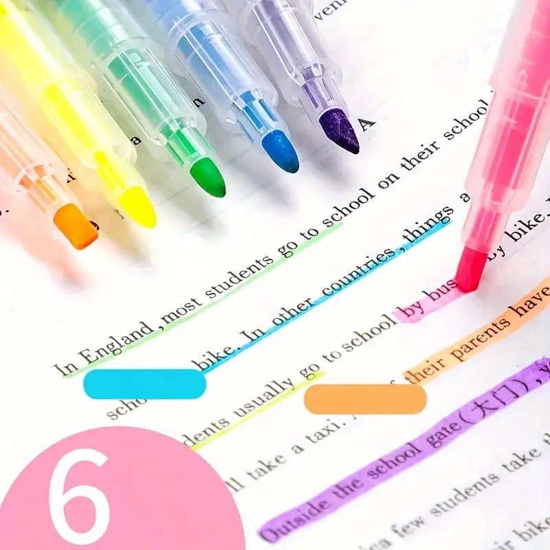 6-Color Dual-Ended Study Highlighters