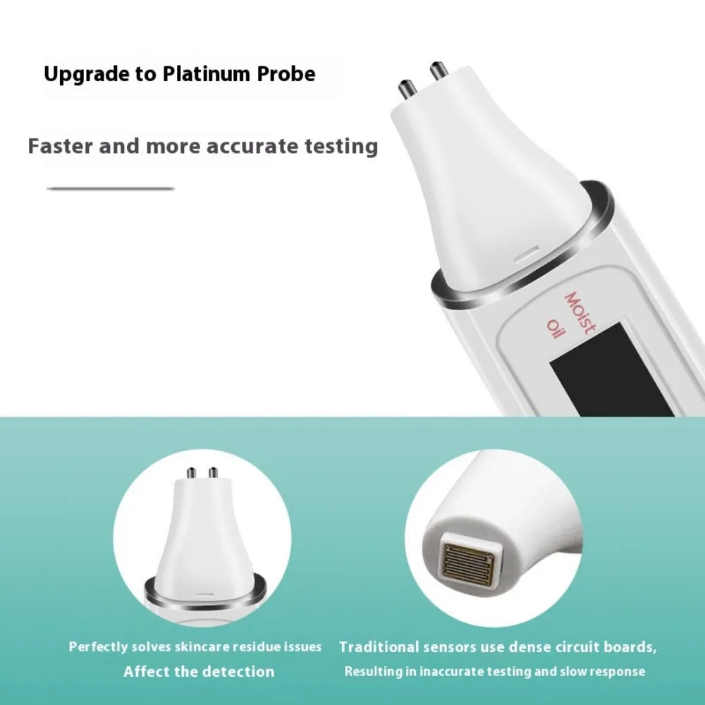 Digital Skin Moisture & Oil Analyzer – Platinum Probe Facial Water-Oil Balance Tester & Skin Diagnostic Device