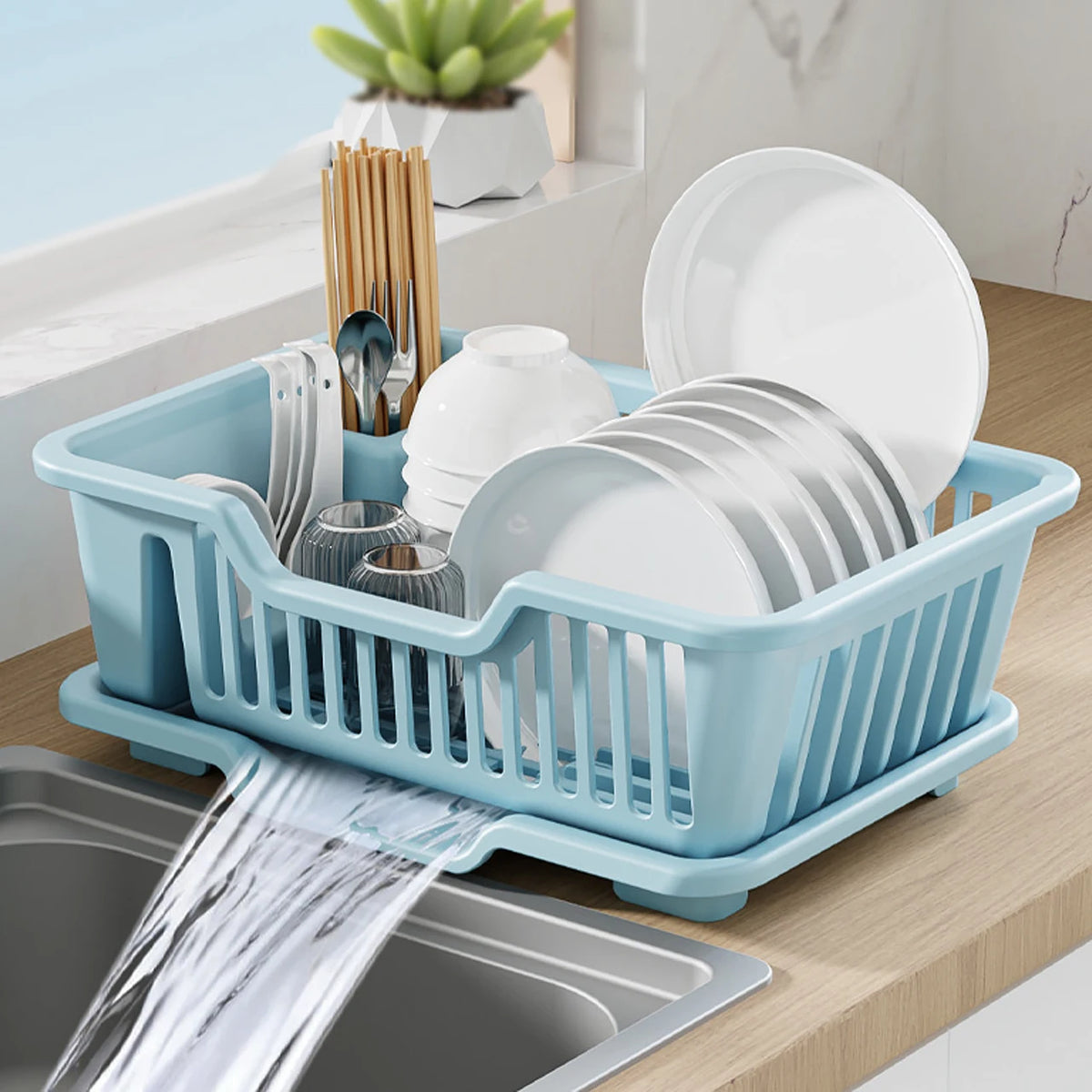Kitchen Sink Drain Bowl Rack – Countertop Tableware Organizer for Plates, Bowls, Chopsticks & Spoons