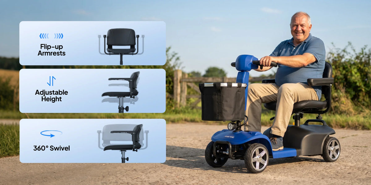 Foldable 4-Wheel Mobility Scooter – 250W, 10-Mile Range