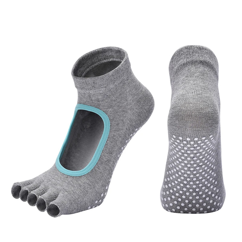 Women's Backless Yoga Socks – Cotton Five-Toe Grip