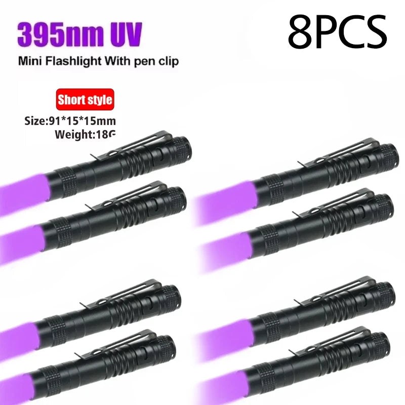 UV Flashlight 395nm Ultraviolet Torch – Pet Urine & Scorpion Detector, Pen Clip, 200 Lumens, AAA Battery