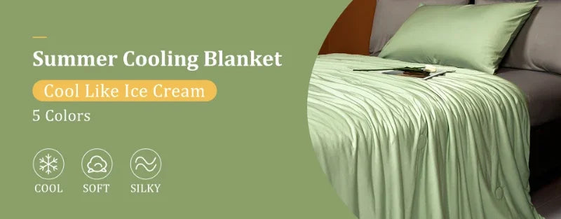 Ice Silk Cooling Blanket – Lightweight Smooth Summer Comforter, Twin & King, Air Condition Quilt